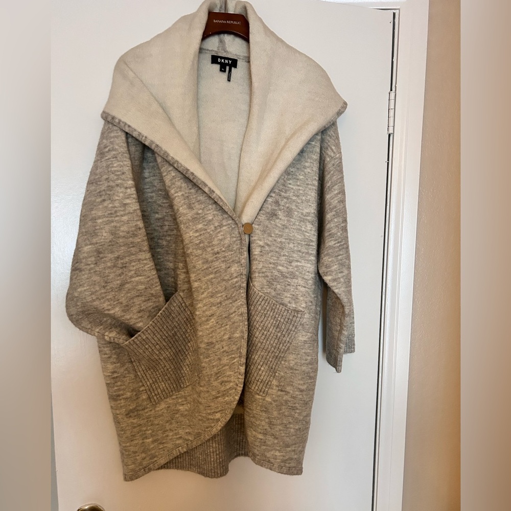 DKNY Cardigan Sweater Medium Large Oversized Poncho Style Sweater Jacket